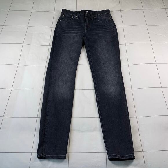 J. Crew Jeans Womens 26 Black 9” Toothpick High Rise Charcoal Wash Stretch - Picture 2 of 10